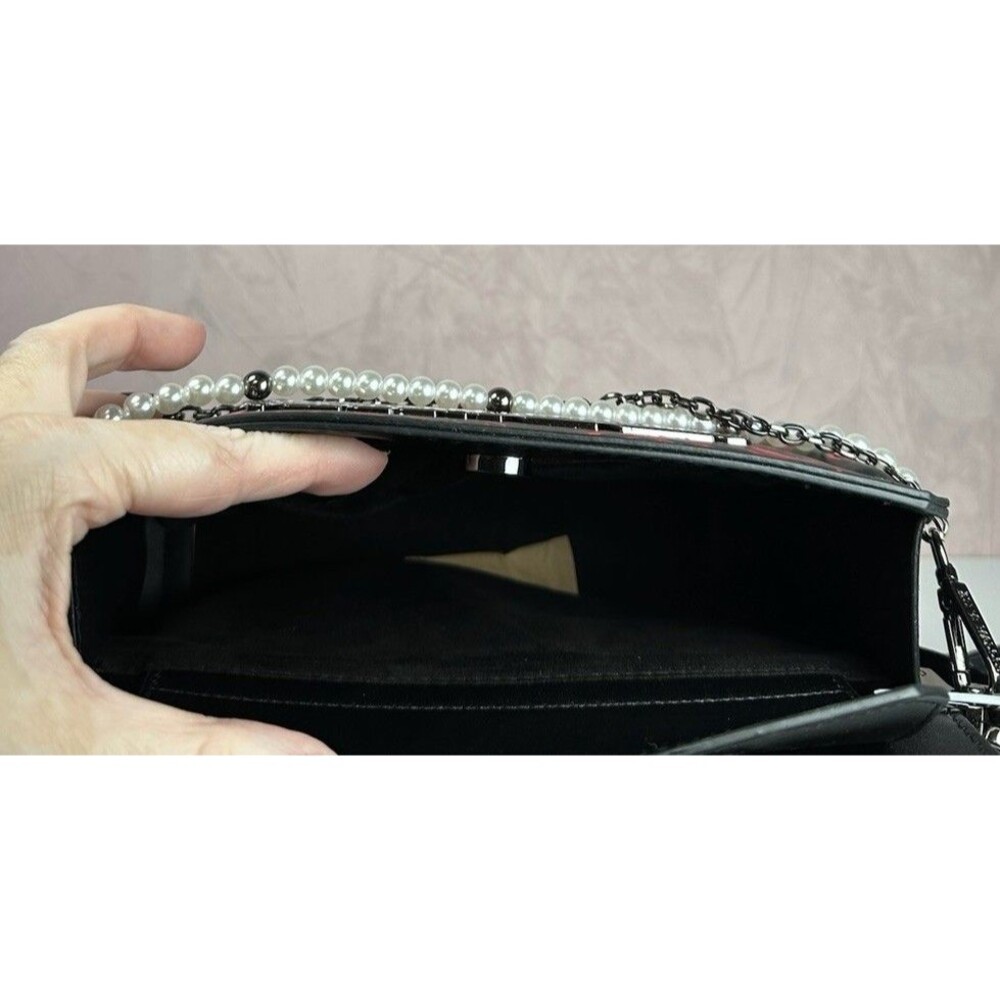 Steve Madden Rose Print Mini Satchel Crossbody Pearl Chain Gothic Y2K BEvelyn - Picture 15 of 16